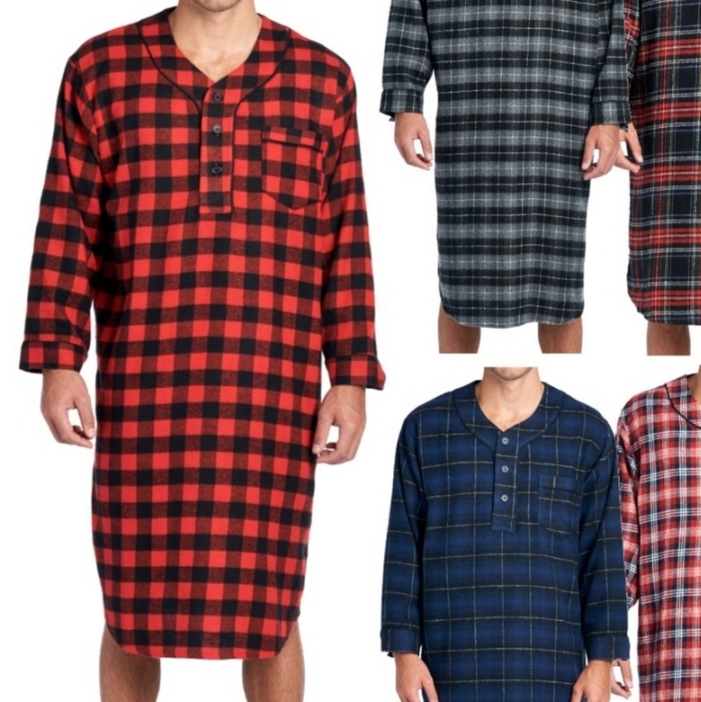 POLO RALPH LAUREN Buffalo Plaid Red/ Black Long Flannel Pajama Nightshirt Sz L